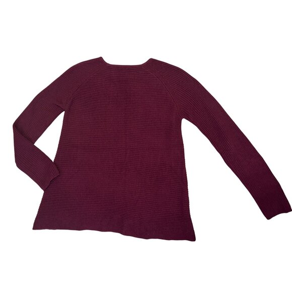 A.n.a Burgundy Knit Sweater L With Raglan Sleeves Crisscross Cable Details 1836 - Picture 4 of 7